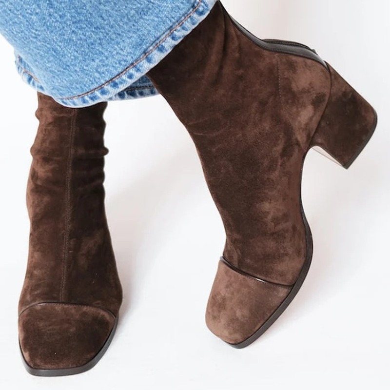 Leather Work Western - Botas de cuero de gamuza para