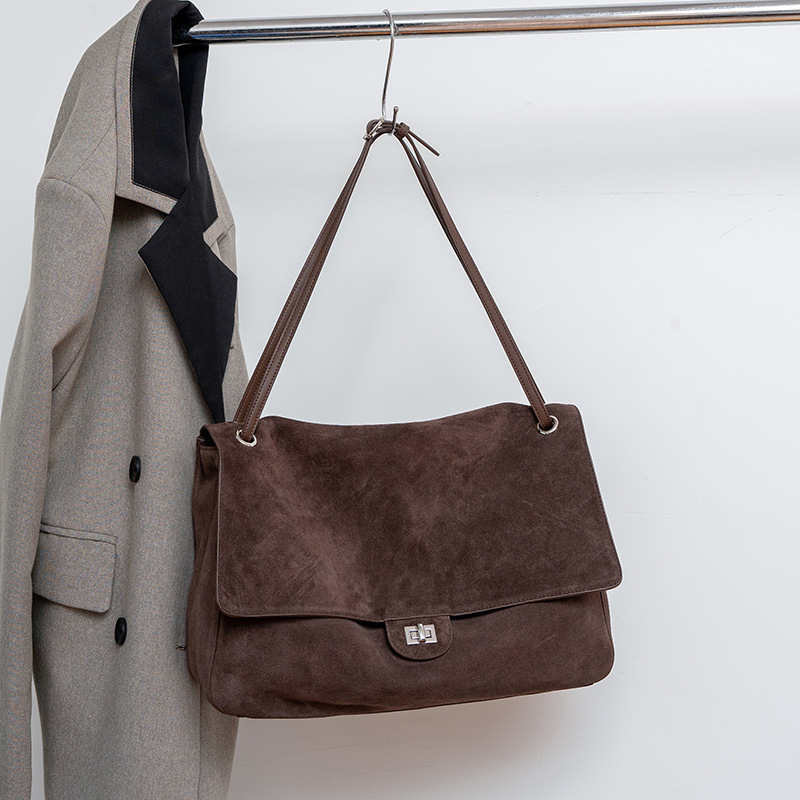 Leather Work Handbag - Bolso de Hombro de Cuero Gamuza