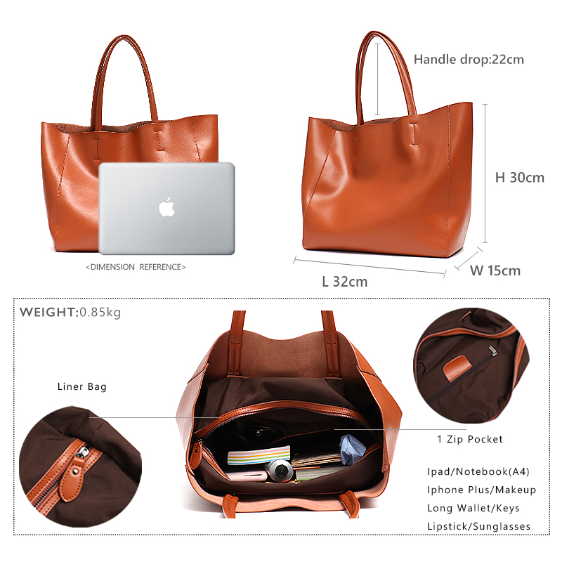Bolso grande minimalista para  - Leather Work Handbag reseña y precio